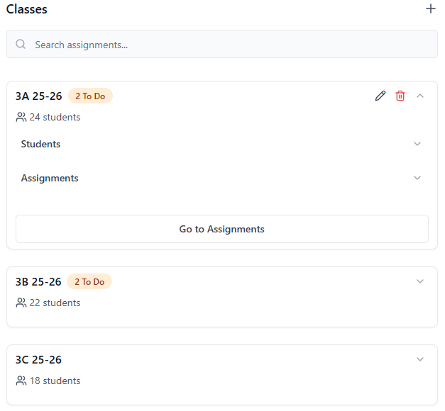 Class Organization Interface