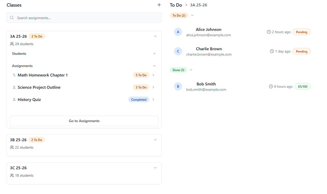 Class Organization Interface